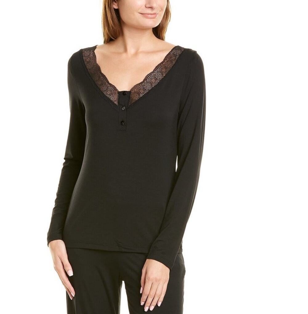 Cosabella Perugia Pajama Top Size Large NWT Black Soft Sleep Comfy Long Sleeve